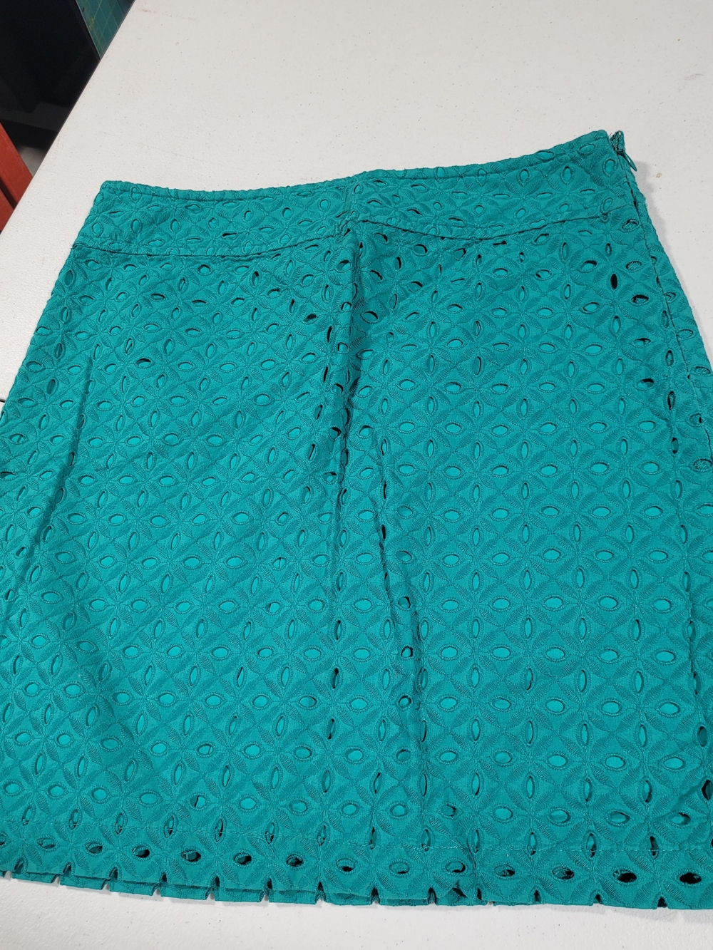Ann Taylor Teal Eyelet A-Line Skirt